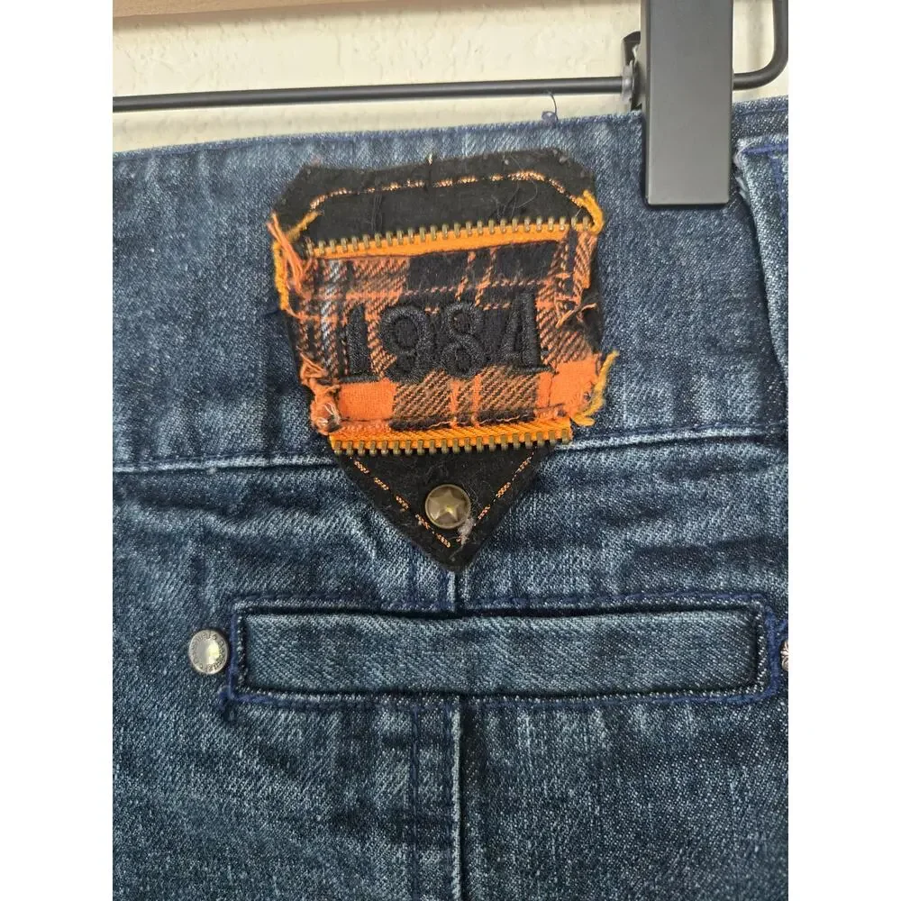 Desigual Denim Tweed Mini Skirt Size 40 Blue Purple Textured Boho Chic